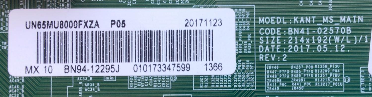 MAIN ORIGINAL PARA SMART TV SAMSUNG / NUMERO DE PARTE BN94-12295J / BN41-02570B / BN9412295J / BN97-13536J / PANEL CY-SM065FLAVAH / DISPLAY T650QVR07.3 / BN96-42074A / MODELO UN65MU8000FXZA / UN65MU8000FXZA AB05	 - Imagen 3